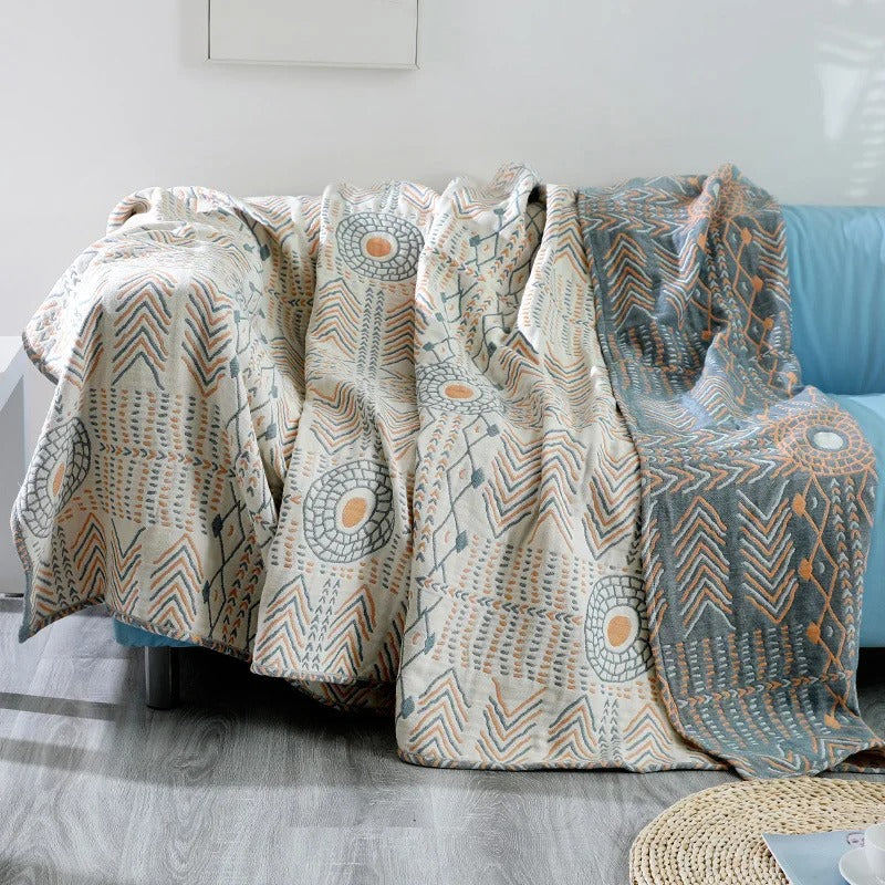 Reversible Chic Cotton Throw Blanket